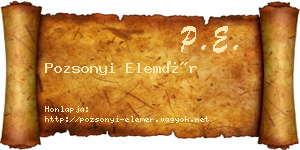 Pozsonyi Elemér névjegykártya